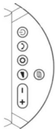 Diagram of a device control panel with labeled buttons and indicators