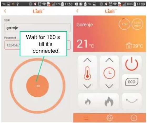 Wait for 160 s till it's connected.