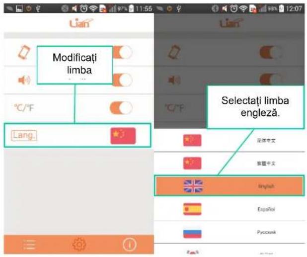 Modificați limba Lang. Selectați limba engleză. 深体中文 繁體中文 English Español Pycocink
