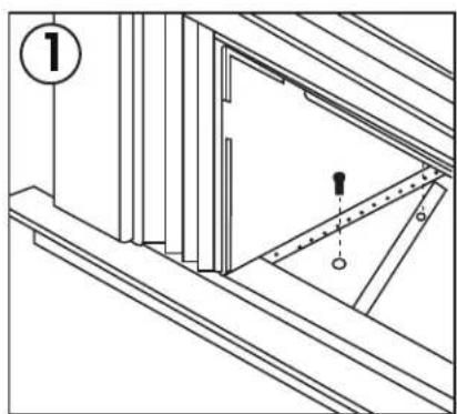 Architectural line drawing of a window frame with ladder and structural supports (no text or symbols)