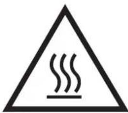 Warning sign depicting steam rising inside a triangle, indicating high risk or hazard