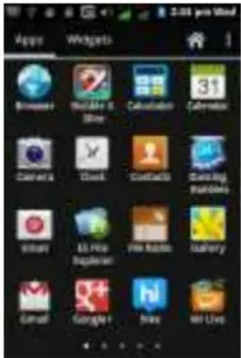 Apps Widgets 3.05 pm Wind 31 Camera Cloud Contacts Checking Button Email US Fee Explanation Free Note Gallery Email Google+ free Add Live