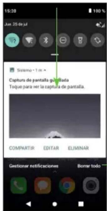 15:20 Jue. 25 de jul Sistema - 1 m Captura de pantalla ga Sada Toque para ver la captura de pantalla. COMPARTIR EDITAR ELIMINAR Gestionar notificaciones Bomar todo
