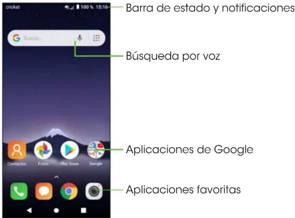barra de estado y notificaciones búsqueda por voz aplicaciones de Google aplicaciones favoritas
