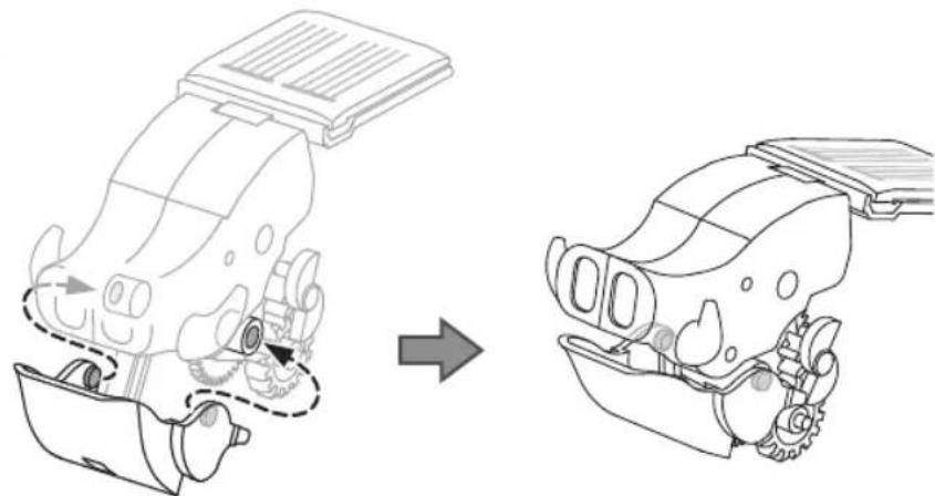 Diagram showing a vehicle's internal components before and after assembly, with no visible text or symbols.
