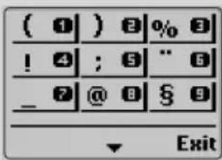 ( 1 ) 2 |0% 3 | / ! 4 ; 5 " 6 _ 7 @ 8 § 9 | Exit