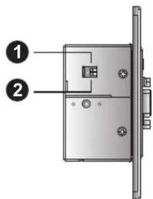 Diagram of a door lock with labeled components and numbered parts