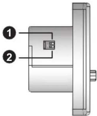 Technical diagram of a mechanical assembly with labeled components 1 and 2