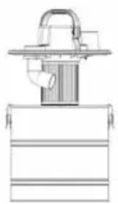 Technical line drawing of a mechanical assembly with no visible text or symbols