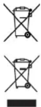 Two identical diagrams showing a waste bin with crosshair and a blank rectangular bar below, indicating no waste or no disposal.