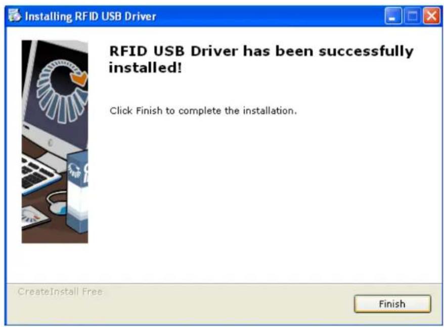 Installing RFID USB Driver RFID USB Driver has been successfully installed! Click Finish to complete the installation. CreateInstall Free Finish