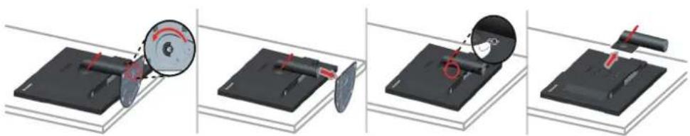 LENOVO ThinkVision LT3053p - Detaching the monitor base and stand - 1