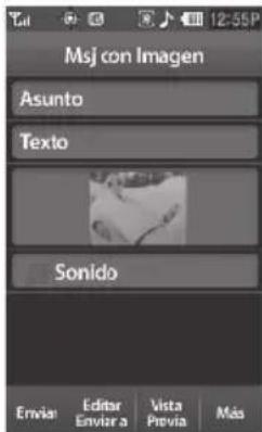 Msj con Imagen Asunto Texto Sonido Envista: Editor Envira a Vista Previa Más