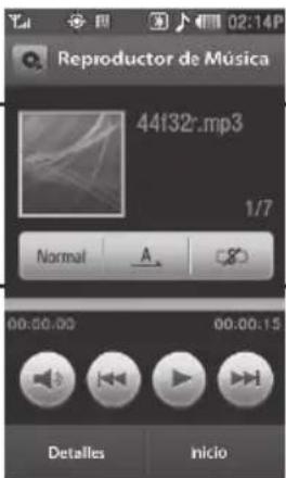 Reproductor de Música 44f32.mp3 1/7 Normal A 00:00:00 00:00:15 Detalles Inicio