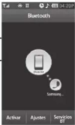 Bluetooth Duster Samsung... Activar Ajustes Servicios BT