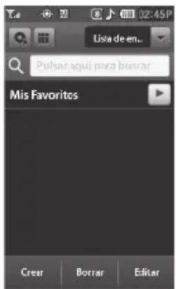 Lista de en... Pulsar aqui para buscar Mis Favorites Crear Borrar Editar