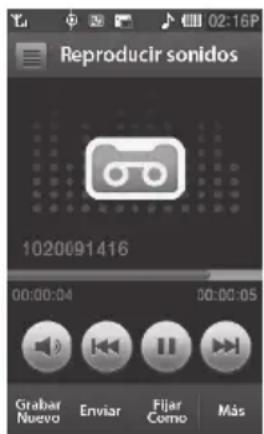 Reproducir sonidos 1020091416 00:00:04 00:00:05 Grabar Nuevo Enviar Fijar Como Más