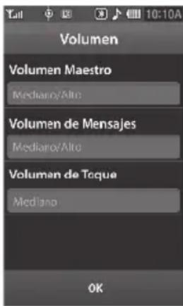 Volumen Volumen Maestro Mediano/Alto Volumen de Mensajes Mediano/Alto Volumen de Teque Mediano OK