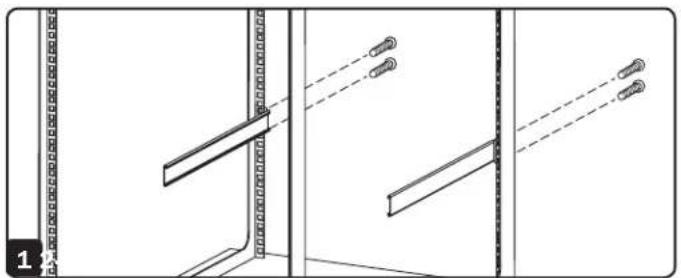 Technical line drawing showing three mechanical assembly steps with fasteners and alignment guides (no text or symbols)