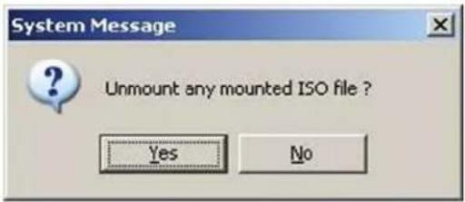 System Message Unmount any mounted ISO file ? Yes No