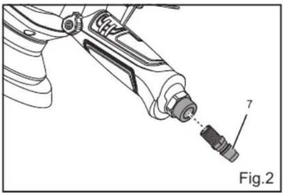 Technical line drawing of a mechanical tool with labeled component '7' and figure label 'Fig.2' (no text or symbols on the diagram itself)