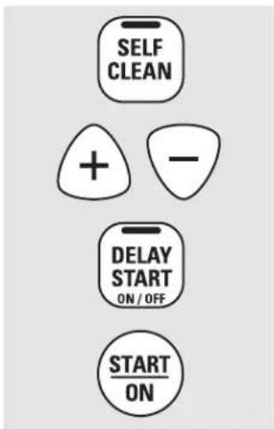 SELF CLEAN + - DELAY START ON / OFF START ON