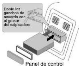 Doble los ganchos de acuerdo con el grosor del salpicadero Panel de control