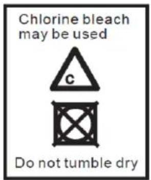Chlorine bleach may be used C Do not tumble dry