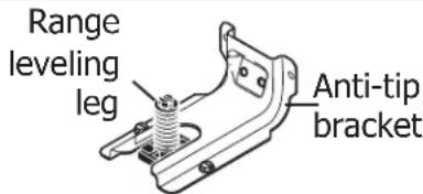 Range leveling leg Anti-tip bracket