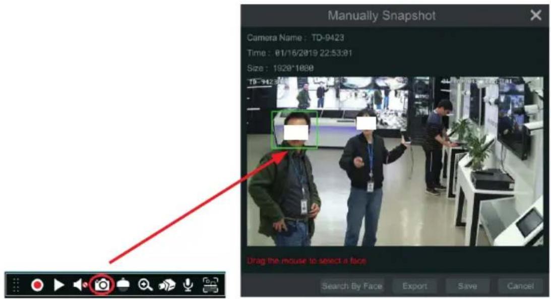 Manually Snapshot Camera Name : TD-9423 Time : 01/16/2019 22:53:01 Size : 1920*1080 TD-9423 Drag the mouse to select a face Search By Face Export Save Cancel