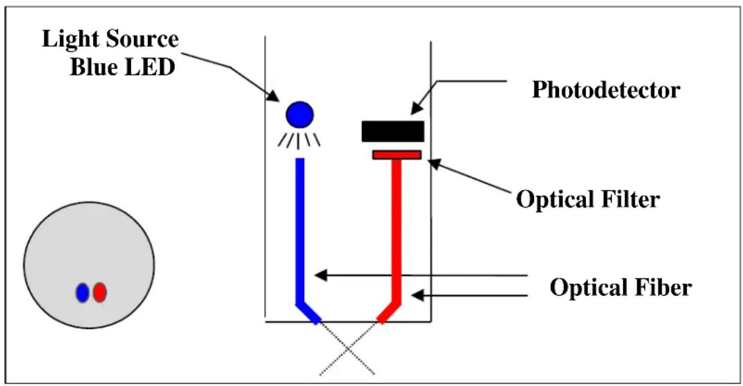 Light Source Blue LED Photodetector Optical Filter Optical Fiber