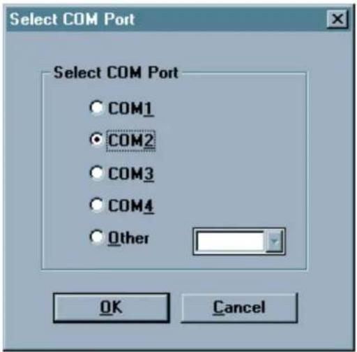 Select COM Port Select COM Port COM1 COM2 COM3 COM4 Other OK Cancel