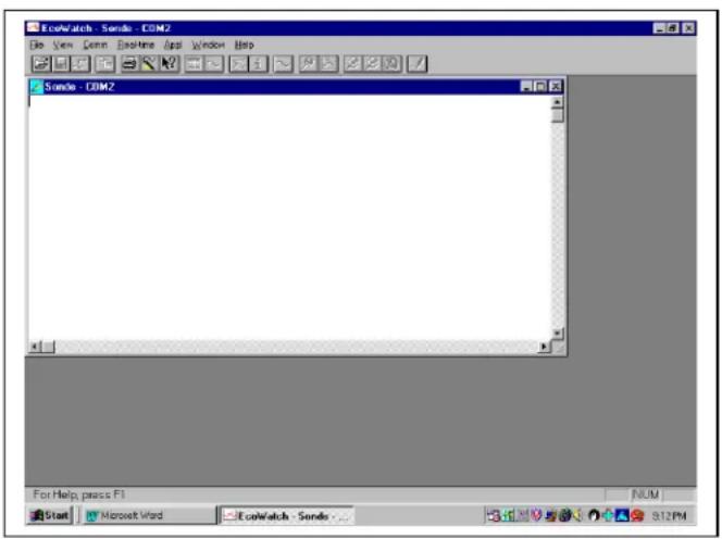 EcoWatch - Sondie - COM2 File View Conn Readtime Appl Window Help Sondie - COM2 For Help, press F1 Start Microsoft Word EcoWatch - Sondie S12PM