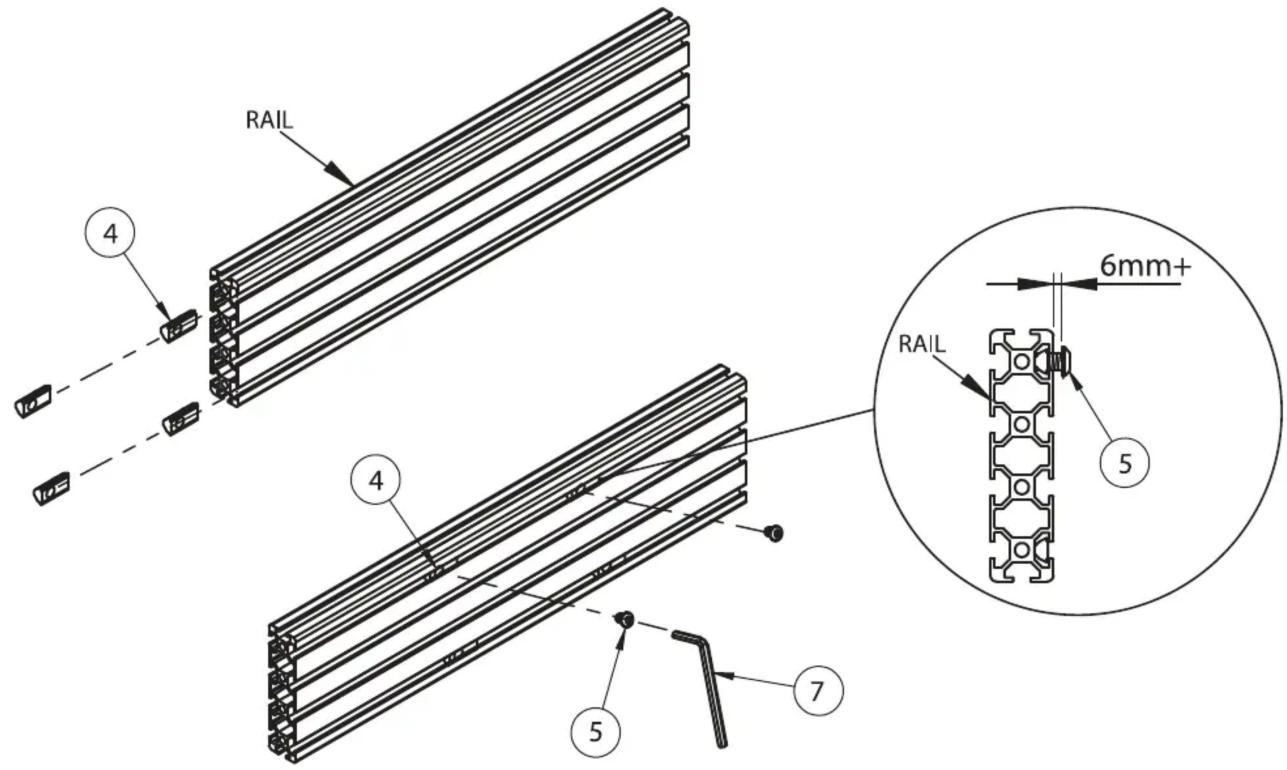 RAIL 4 4 5 7 6mm+ RAIL