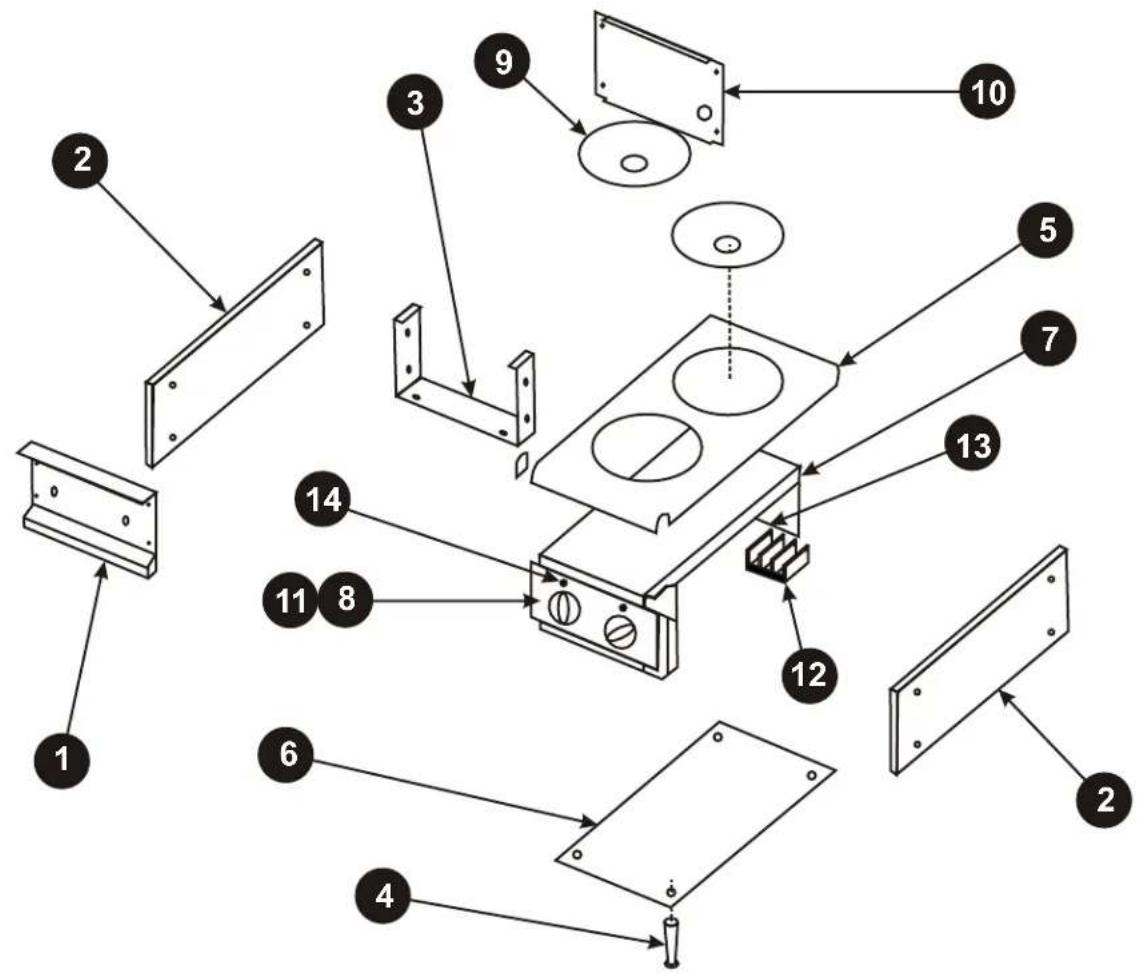 Exploded view diagram of a device with numbered components for identification