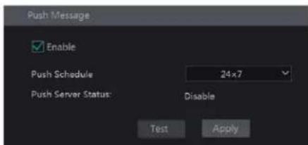 Push Message Enable Push Schedule 24x7 Push Server Status: Disable Test Apply
