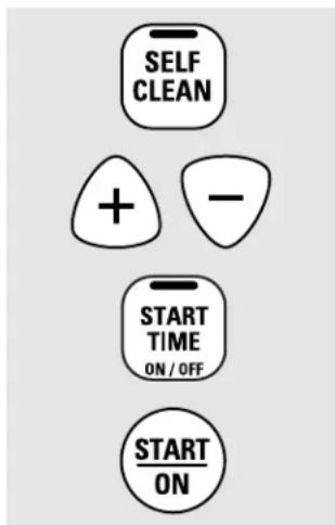 SELF CLEAN + - START TIME ON / OFF START ON