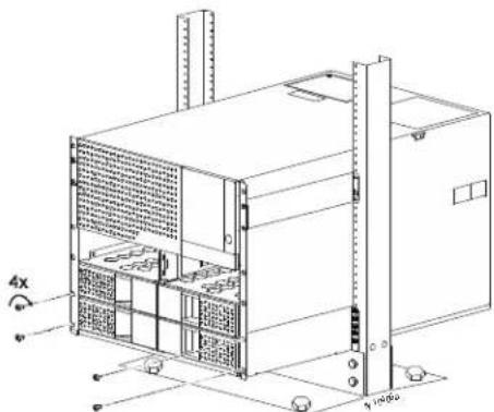 Technical diagram of a server rack unit with labeled components and angular dimensions