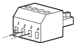 Technical line drawing of a mechanical component with four ports and mounting holes (no text or symbols)