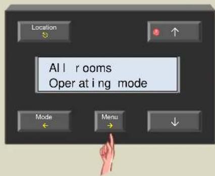 Location All rooms Operating mode Mode Menu