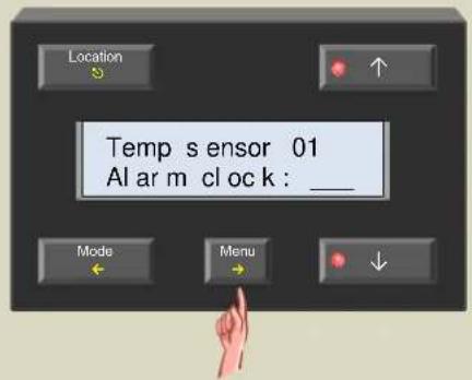 Location Temp sensor 01 Al arm clock : ____ Mode Menu