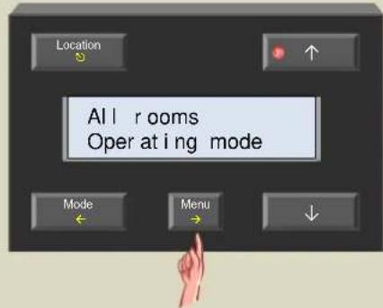 Location All rooms Operating mode Mode Menu
