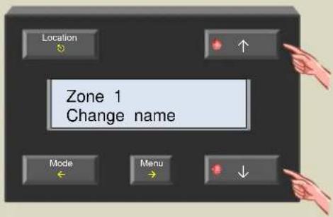 Location Zone 1 Change name Mode Menu
