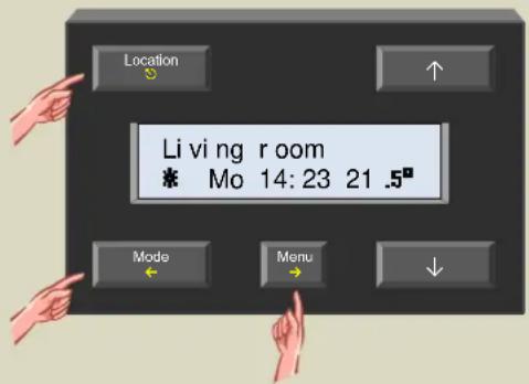 Location Li vi ng room * Mo 14:23 21 .5° Mode Menu