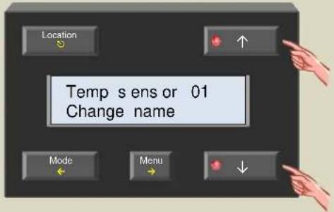 Location Temp s ens or 01 Change name Mode Menu