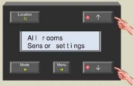 Location All rooms Sens or settings Mode Menu
