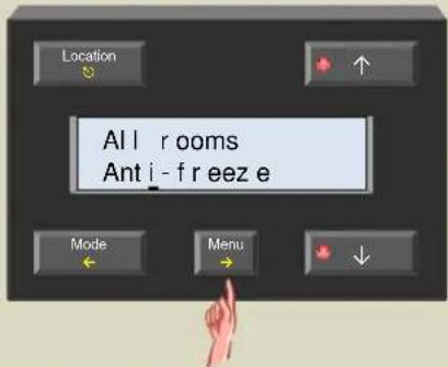 Location All rooms Ant i - f reeze Mode Menu