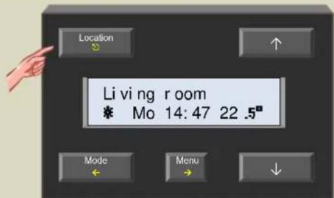 Location Living room * Mo 14: 47 22 .5° Mode Menu