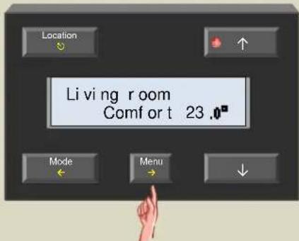 Location Living room Comfort 23.0° Mode Menu
