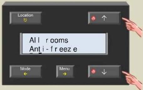 Location All rooms Anti-freeze Mode Menu